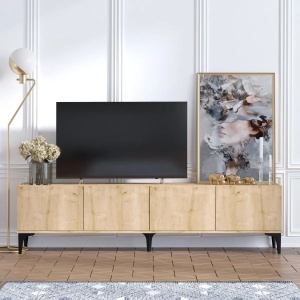 Hanah Home comoda TV, PAL melaminat, 180x35x50 cm, grosime 18mm, stejar safir - Verificat A · Re-Bloom - Img 3