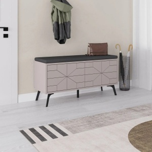 Hanah Home dulap pantofi, PAL melaminat/picioare metal, 107x35x55 cm, grosime 18mm, balamale inchidere lenta, capacitate 80kg, mocha deschis - Verificat A · Re-Bloom - Img 5