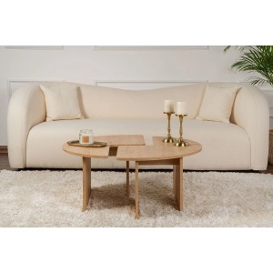 Hanah Home masuta de cafea rotunda D90x41 cm, PAL 18mm melaminat, stejar - Verificat A · Re-Bloom - Img 2