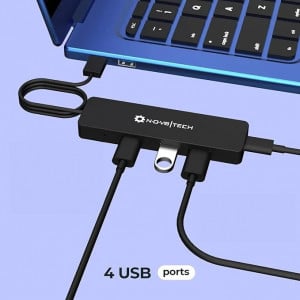 Hub USB 3.0 cu 4 porturi - Compatibil cu PC, laptopuri, MacBook Pro și Air M1 M2 2016-2023