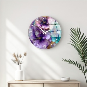 Huhu ceas decorativ de perete din sticla, diametru 40 cm, 4 mm grosime, multicolor - Verificat A · Re-Bloom - Img 2