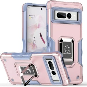 Husa de protectie pentru Google Pixel 7 Pro Atisijie, TPU/metal, roz/albastru, 6,7 inchi