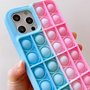 Husa de protectie pentru iPhone 12/12 Pro Pop it KinderPub, silicon, albastru/roz, 6.1 inchi - Img 2