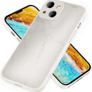 Husa de protectie pentru iPhone 14 Plus Nalia, silicon/sticla, alb/gri, 6,7 inchi