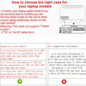Husa de protectie pentru laptop Alapmk, compatibil cu Acer Chromebook R11 CB5-132T C738T/Acer Chromebook 11 CB3-131/Acer Spin 1 SP111-33 și CTL Chromebook NL71CT-L , piele PU, negru - Img 8