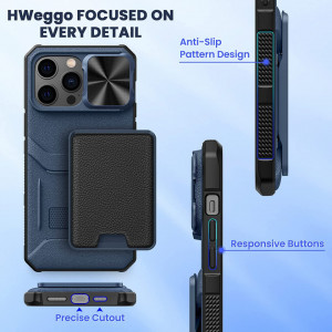 Husa de protectie slot pentru card glisant compatibila cu iPhone 14 Pro 5G 2022 HWeggo, policarbonat/poliuretan, albastru, 6,7 inchi - Img 3