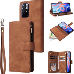 Husa flip pentru Xiaomi Note 11 4G/Note 11S Tisim, piele PU/TPU, maro, 6,43 inchi