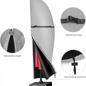Husa pentru parasolar YoungBee, poliester, argintiu/negru, 280 x 81x 30 x 46 cm