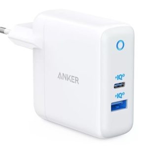 Incarcator retea Anker PowerPort PD+ 2, USB-C, USB-A, 35W, Alb-Gri, Resigilat, Grad A