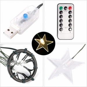 Instalatie si stea pentru bradul de Craciun Salcar, LED, alb cald, 150 cm - Img 3