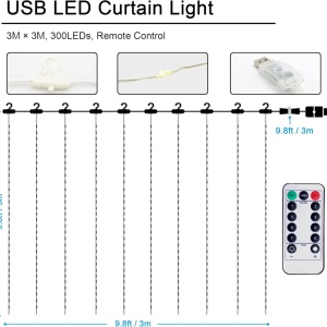 Instalatie tip perdea Malux, LED, plastic/cupru, alb cald, 3 x 3 m