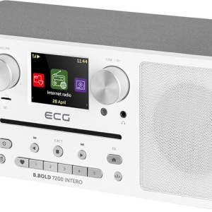 Internet radio ECG B.BOLD 7200 Intero White, FM + DAB, stereo 2 × 10 W, CD audio si MP3,Bluetooth, USB, carcasa lemn, alb - Img 1