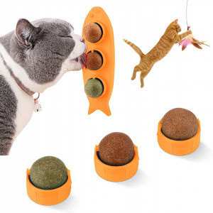 Jucarie cu bile capnic pentru pisici Tlater, portocaliu, 19 x 7 x 6 cm - Img 1