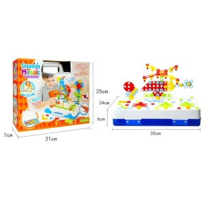 Jucarie educativa si interactiva STEM, set de constructie puzzle din ABS cu bormasina pentru inginerie 2D si 3D cu 237 piese, carcasa portabila, +3, WW2004