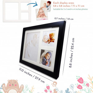 Kit de amprenta cu rama foto pentru bebelusi Supply Store, negru, lemn, 27,9 x 22,4 cm - Img 8