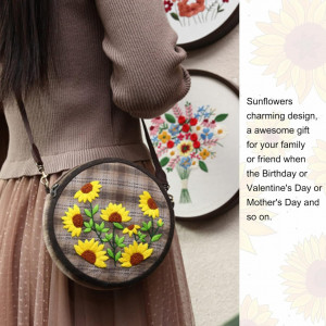 Kit de broderie artizanala WADORN, model floarea-soarelui, poliester/plastic/metal, multicolor - Img 2