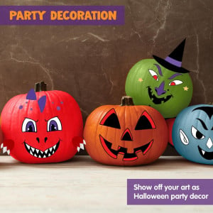 Kit pentru pictat/decorat dovlecii pentru Halloween JOYIN, hartie/vopsea/textil, multicolor