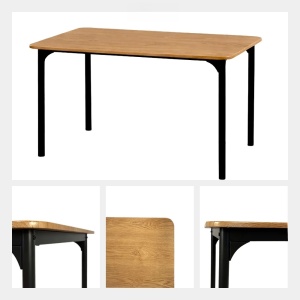 Kiwari Arno masa dining/birou, MDF/metal, 110x70x75cm, 11kg, capacitate 30kg, design modern, lemn deschis/negru - Verificat A · Re-Bloom - Img 5