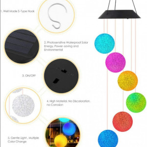 Lampa solara Bosdontek, multicolor, plastic, LED - Img 6