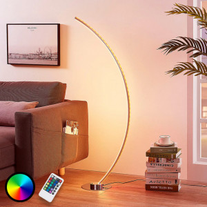 Lampadar Amaro, LED, RGB, metal/acril, alb/crom, 50 x 1,8 x 140 cm - Img 6