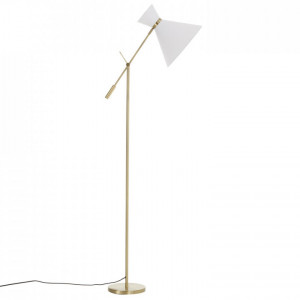 Lampadar Audrey, metal/textil, auriu/alb, 79 x 176 cm