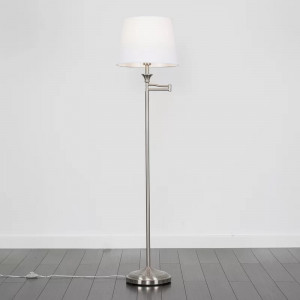 Lampadar Aydiner, metal/textil, alb/argintiu, 161 x 35 x 35 cm