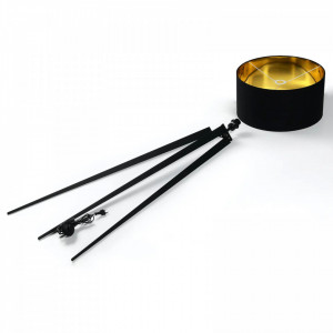 Lampadar Benik, metal/tesatura, negru/auriu, 50 x 153 cm - Img 3