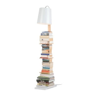 Lampadar Cambridge, metal/lemn, alb/natur, 38 x 25,5 x 168 cm