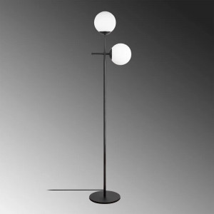 Lampadar Crivello, 2 lumini, metal/sticla, negru/alb, 34 x 174 cm