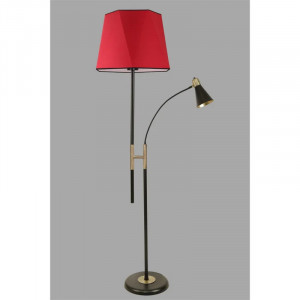 Lampadar Raymer, metal/textil, negru/auriu/rosu, 165 x 30 x 30 cm