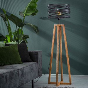 Lampadar Vancouver, lemn/metal, natur/negru, 41 x 41 x 135 cm