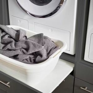 Laundreezy dulap masina de spalat 68x162x68 cm, 120 kg, sertare usi silentioase, picioare reglabile, PAL antracit - Verificat A · Re-Bloom - Img 4