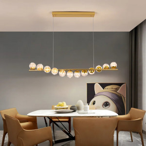 Lustra tip pendul Adeline, LED, 12 lumini, metal/sticla, auriu, 120 x 150 cm