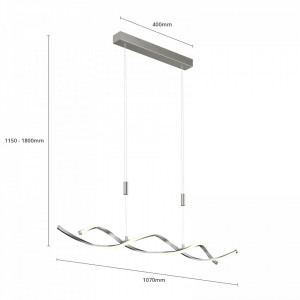 Lustra tip pendul Auron, LED, metal/PMMA, argintiu/alb, 107 x 180 cm - Img 2