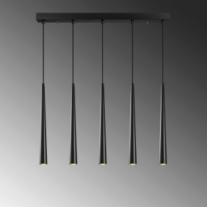 Lustra tip pendul Exton, 5 lumini, LED, metal, negru, 78 x 5 x 135 cm