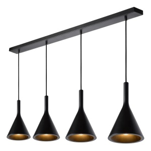 Lustra tip pendul Gipsy, 4 lumini, metal, negru/auriu, 159,5 x 120 x 17 cm