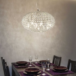Lustra tip pendul Lux Orion, 8 lumini, metal/cristal, transparent, 50 cm - Img 4