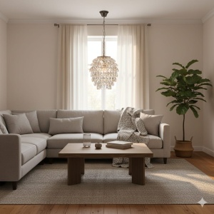 Lustra tip pendul Parnassus, metal/cristal, argintiu/negru, 31 x 31 x 126 cm - Img 2