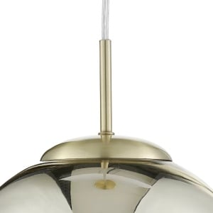 Lustra tip pendul Saundra, sticla/metal, transparent/auriu, 30 x 30 x 120 cm