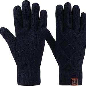 Manusi de iarna unisex, textil, albastru inchis, 24,4 x 11,9 cm