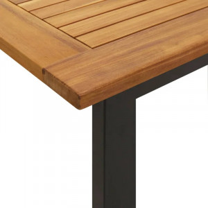 Masa pentru gradina Latitude Run, lemn masiv de salcam/metal, maro/negru, 160 x 80 x 75 cm