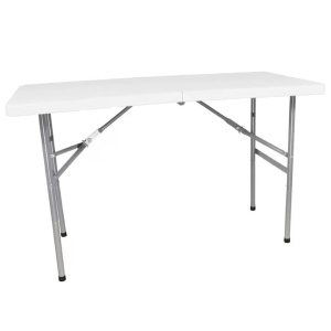 Masa plianta dreptunghiulara pentru Banchet/Evenimente/Catering, picioare metal pliabile, L 123 cm, l 61 cm, h 74 cm, alb, Resigilat, Grad A - Img 2