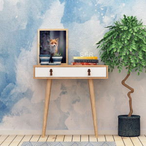 Masa tip consola Dokka, lemn/PAL, alb/natur, 80 x 87,6 x 30 cm