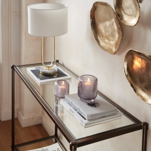 Masa tip consola Guido Maria Kretschmer Home&Living, metal/sticla, maro/transparent, 41 x 110 x 78,6 cm