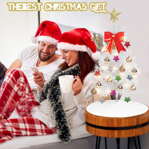 Mini brad artificial de Craciun cu lumini si ornamente Oryidr, multicolor, PVC, 60 cm - Img 7