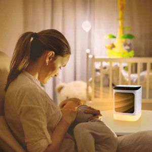 Mini incalzitor ventilator ceramic Meiyuki, alb, 800 W, 13 x 13 x 16,7 cm