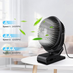 Mini ventilator de racire Honyin, USB, plastic, negru, 3 W, 28 decibeli, 15 cm