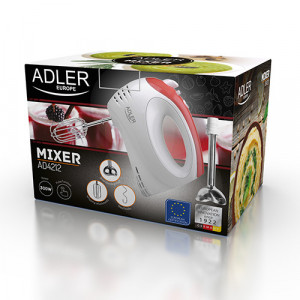 Mixer Adler AD 4212 alb/portocaliu, otel inoxidabil, 300 W, 5 viteze - Img 3