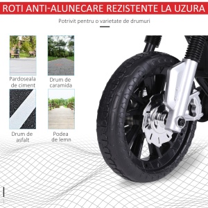 Motoreta electrica copii Re-Bloom, 6V 500mA, PP/metal, 105x52.3x62.3 cm, suspensie dubla, muzica+lumini, 3 km/h, autonomie 45 min, varsta 3-6 ani, 30 kg, rosu/negru - Verificat A · Re-Bloom - Img 4