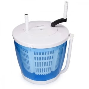 Navaris mini masina de spalat cu uscator centrifug, manuala, 2kg, camping, Alb/Albastru - Verificat A · Re-Bloom
